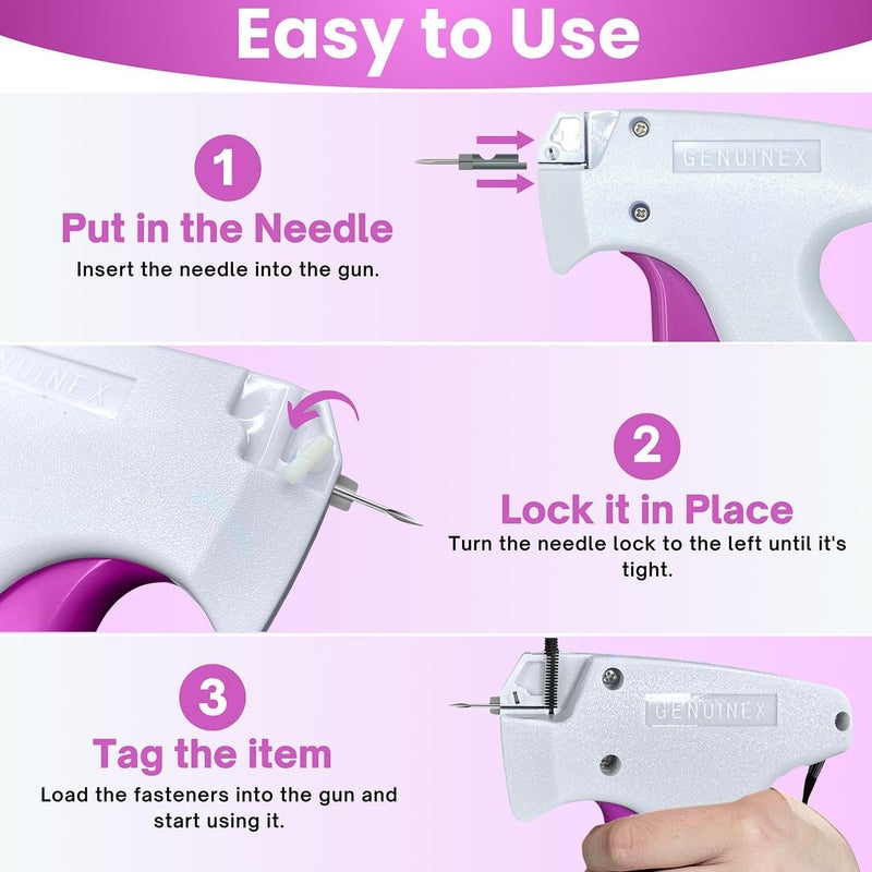 GENUINEX Stitch Gun for Clothes – A Complete Kit with 3000 Fasteners, 2 Needles & EVA Carrying Case. Handheld Tagging Gun for Clothing & Fabric-Friendly Stitchy Stitch Gun for Hemming, Quilting & Quick Repairs - Image 4